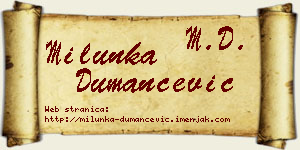 Milunka Dumančević vizit kartica
